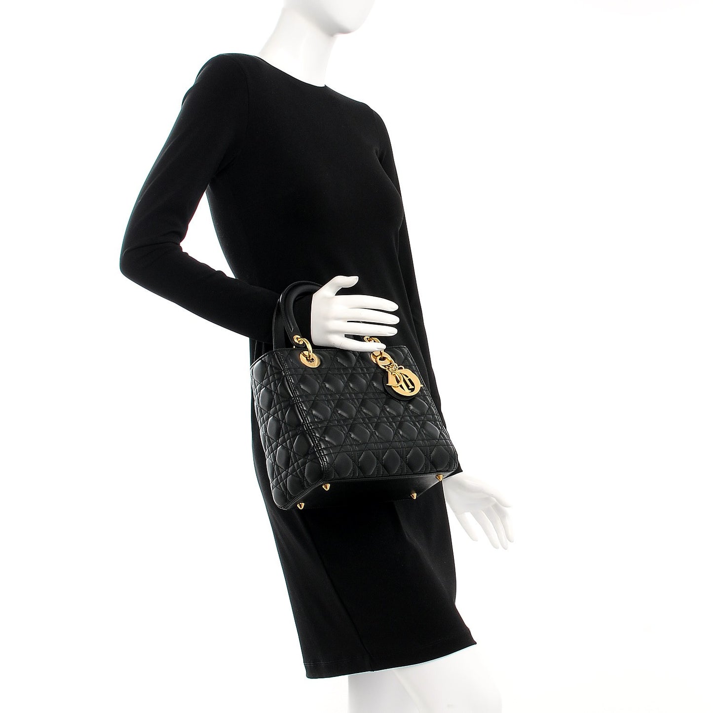 Lambskin Cannage Medium Lady Dior Black