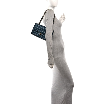 Chanel Metallic Caviar Quilted Medium Double Flap Dark Blue 2 of 10