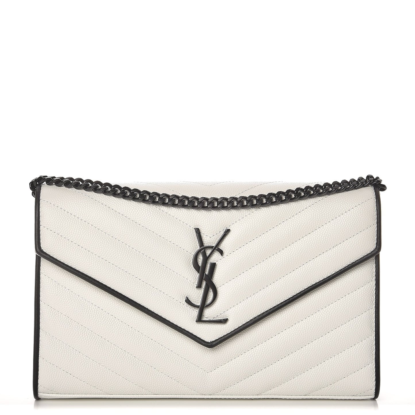 Grain De Poudre Matelasse Monogram Chain Wallet White Black
