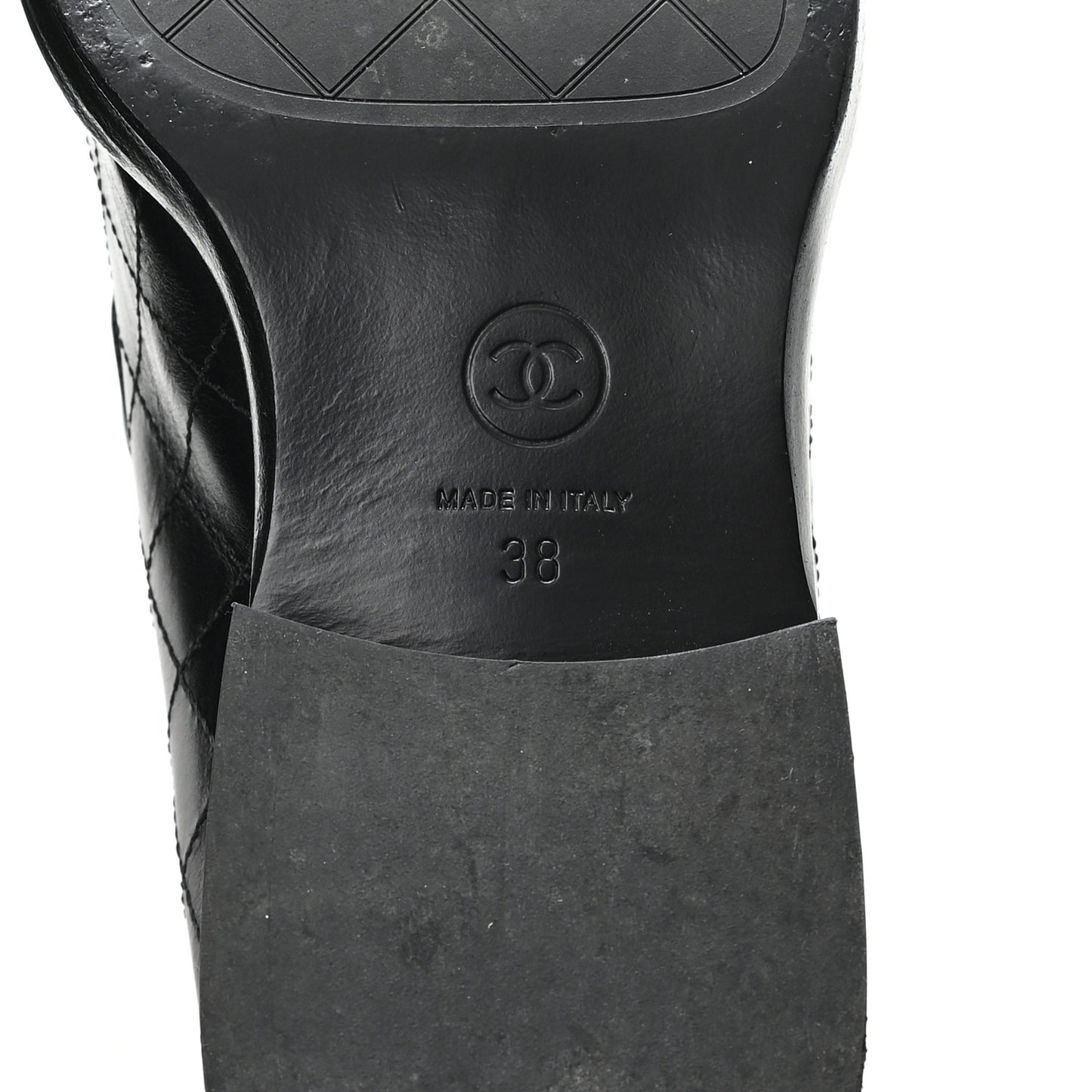 Calfskin Stitched CC Loafers 38 Black