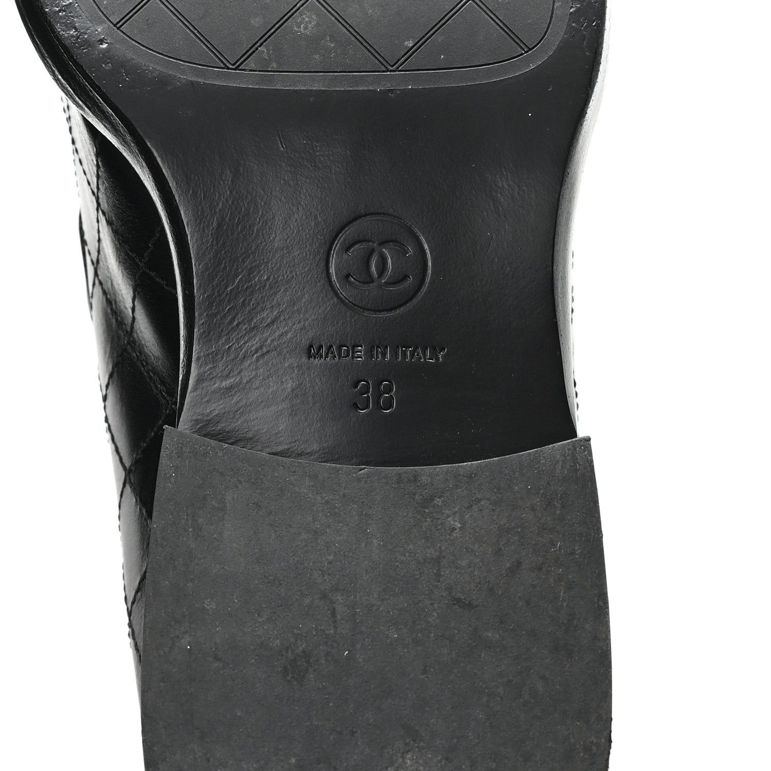 Chanel Calfskin Stitched CC Loafers 38 Black 7 of 10