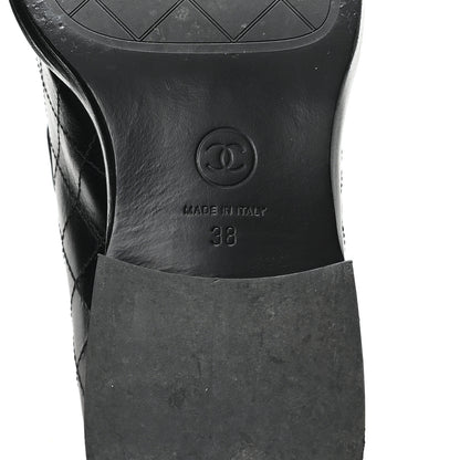 Chanel Calfskin Stitched CC Loafers 38 Black 7 of 10