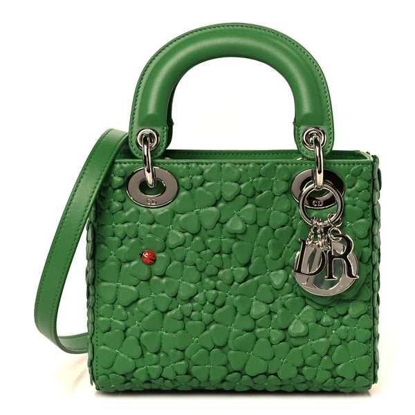 s*様 Dior Homme ボディバッグ オリーブグリーン Christian Dior Lambskin Clover Allover Embroidered Mini Lady Dior