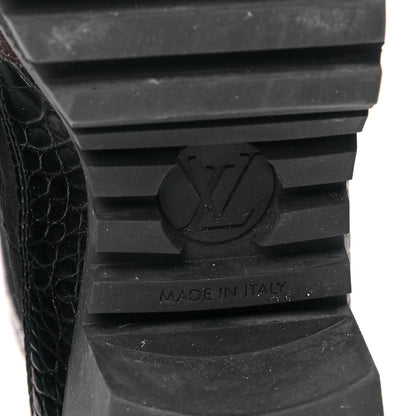 Louis Vuitton Suede Calfskin Crocodile Embossed Patent Monogram Laureate Platform Desert Boots 40 Black 16 of 18