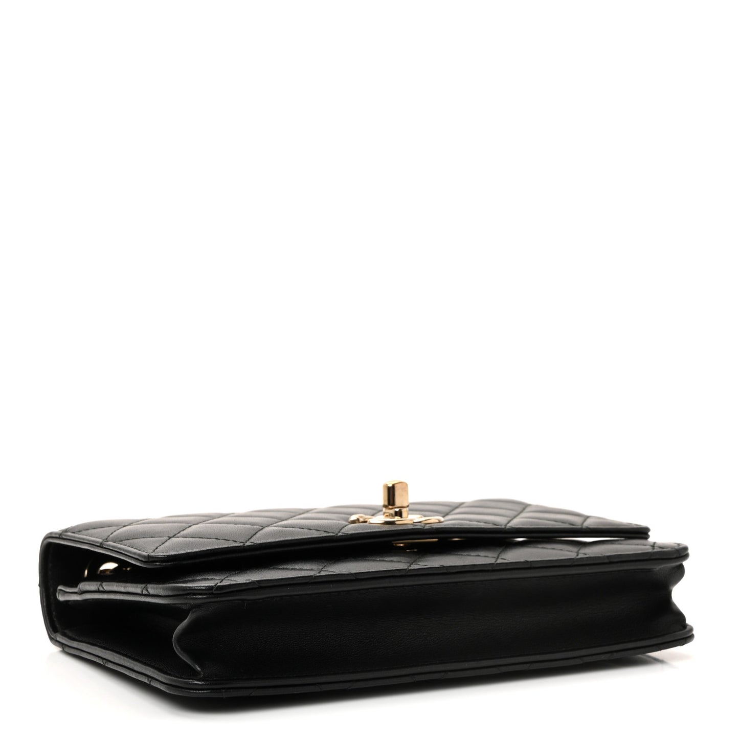 Lambskin Quilted Trendy CC Wallet On Chain WOC Black