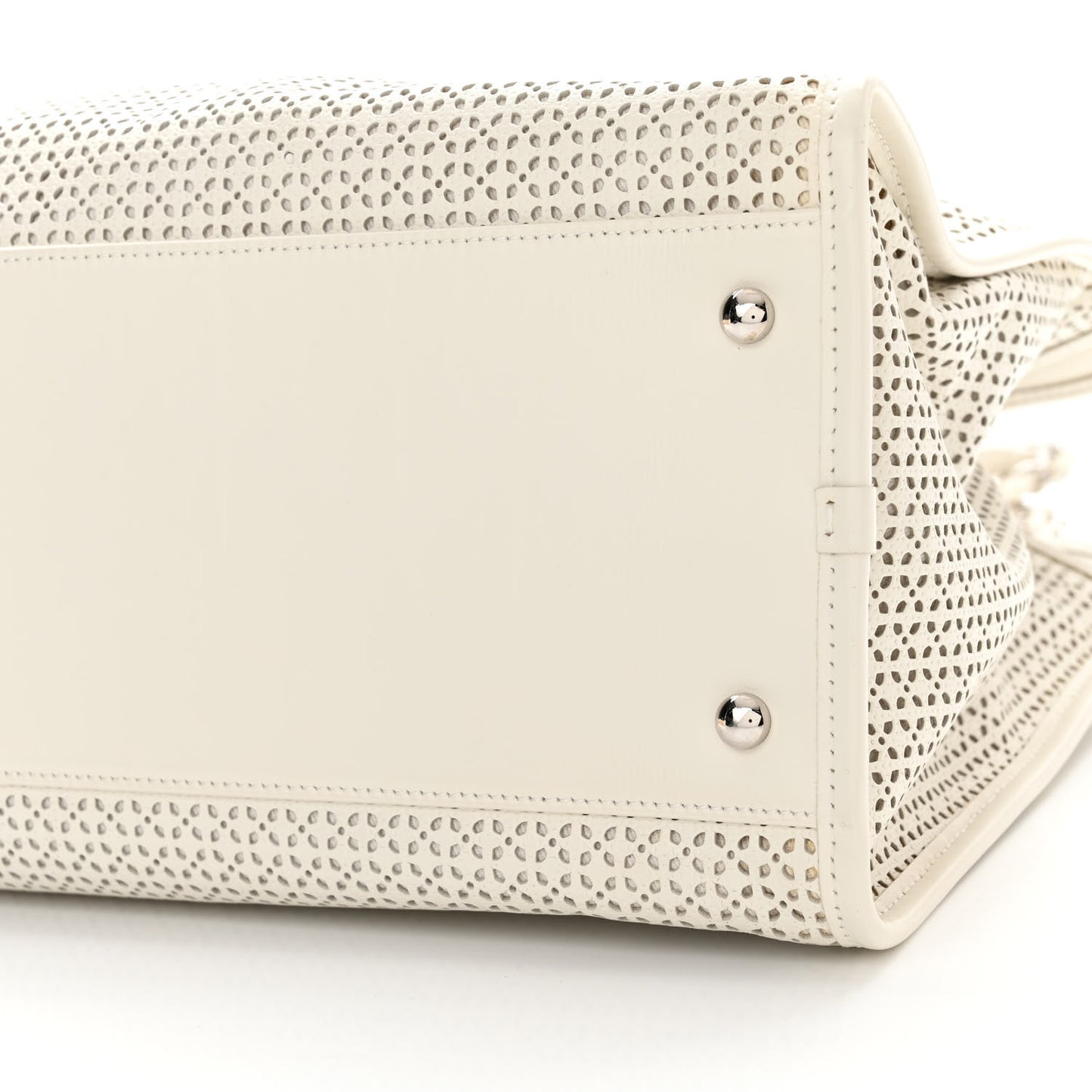 Calfskin Perforated Up In The Air Tote White