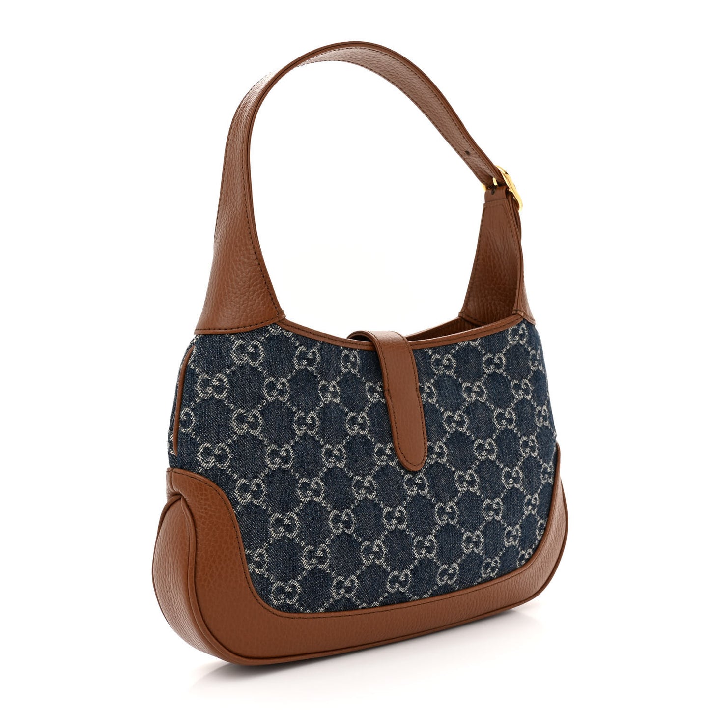 New Denim GG Monogram Calfskin Small Jackie 1961 Hobo Blue Tea Cuir
