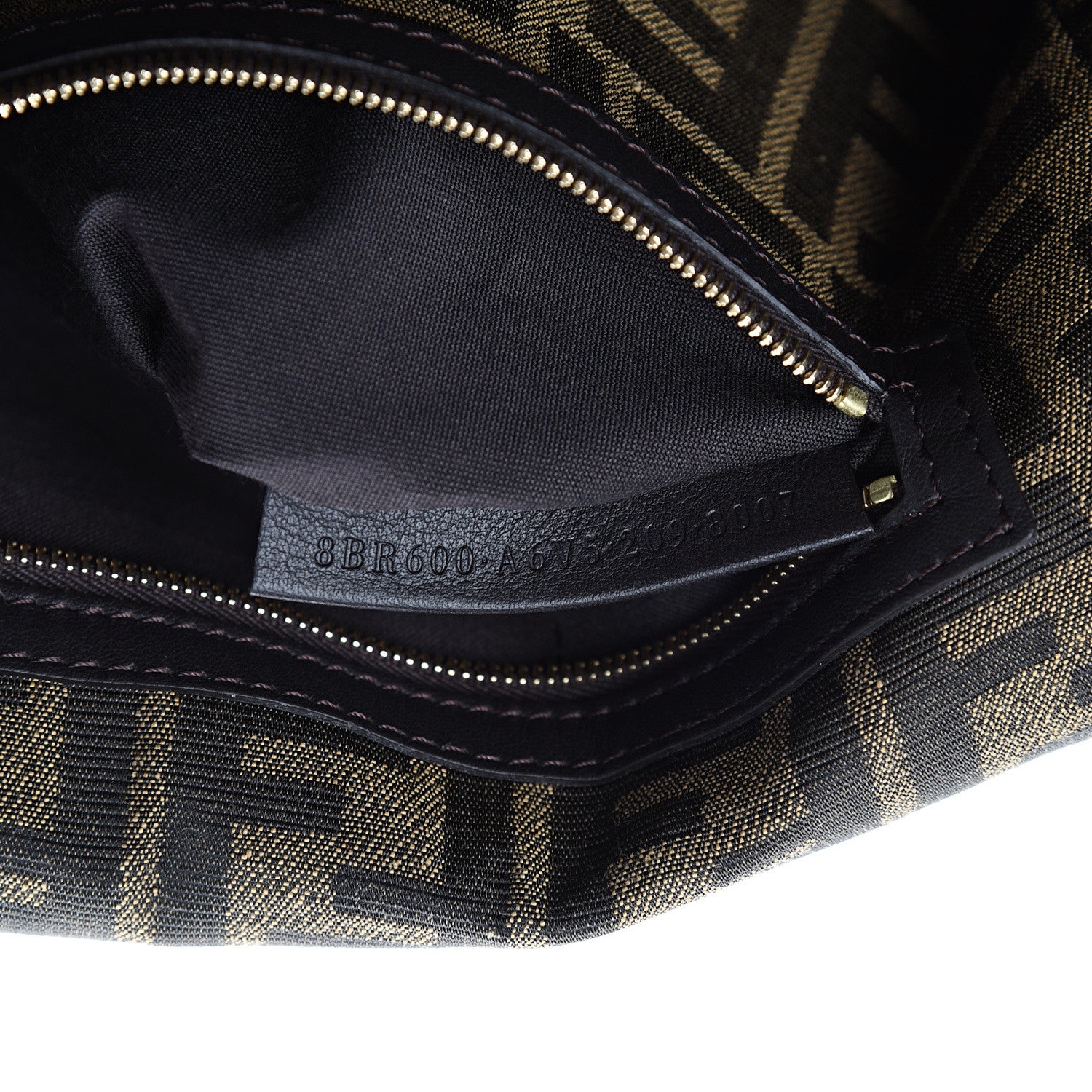 Fendi Fabric Jacquard FF 1974 Medium Baguette Tobacco Moro Black 6 of 9