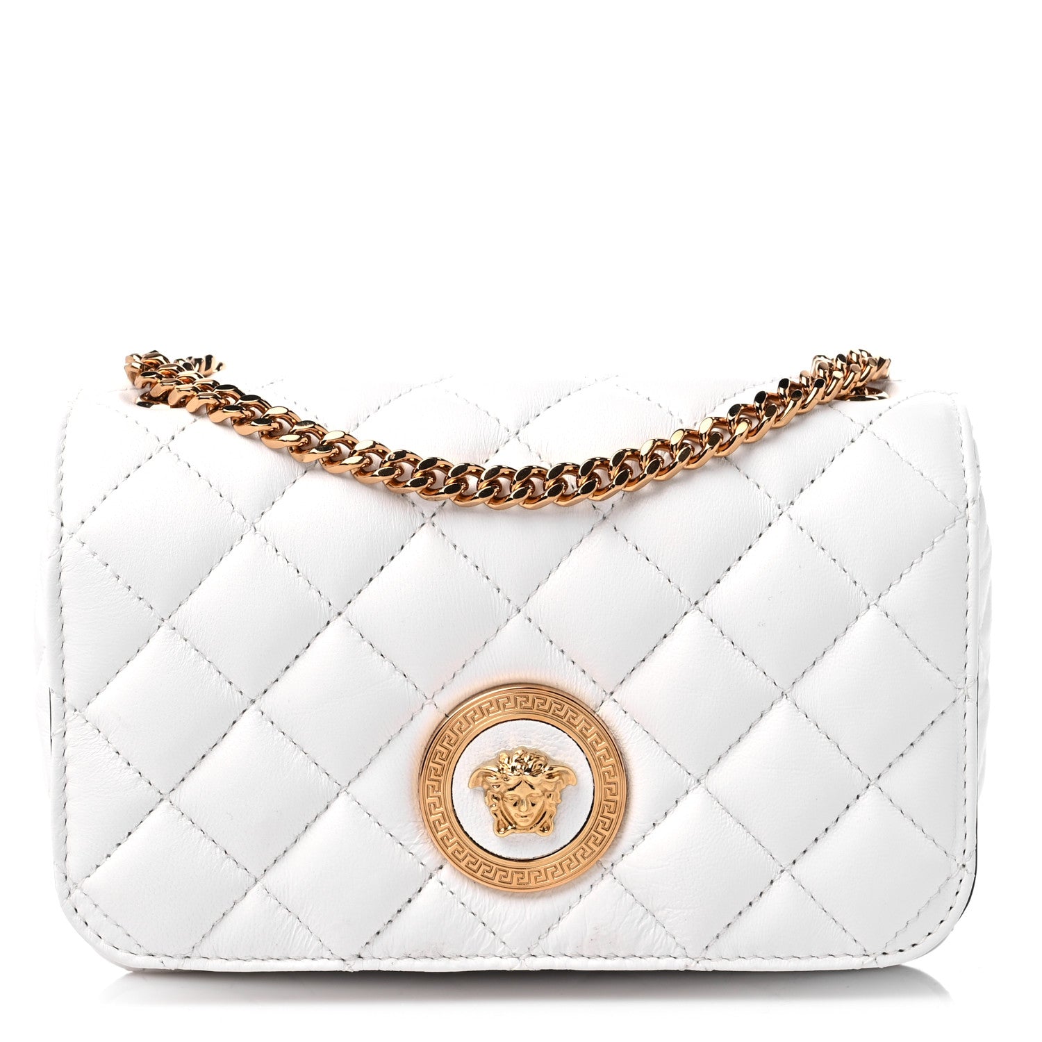 Versace Nappa Quilted Small Medusa Chain Crossbody White 1 of 9