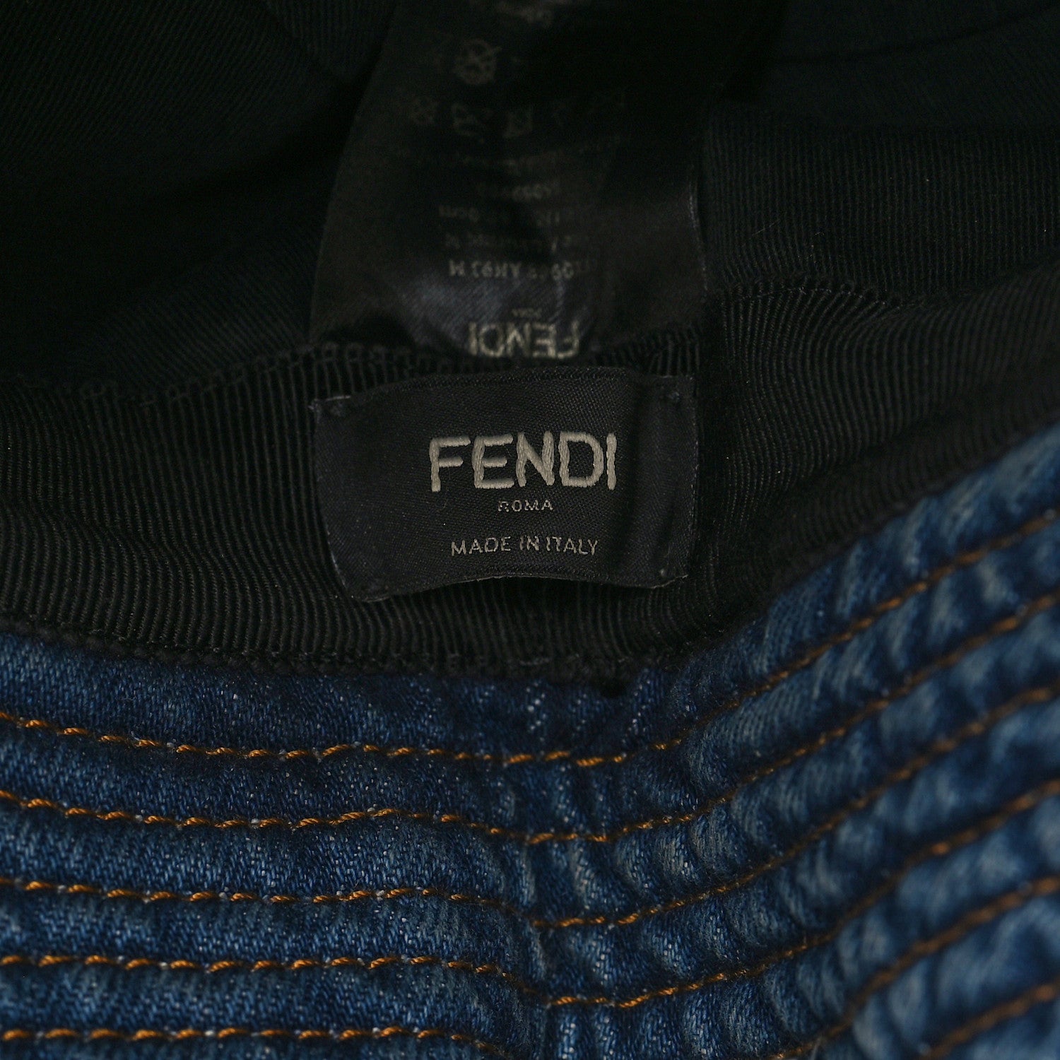 Fendi Denim Frayed Logo Embroidered Bucket Hat M Blue 7 of 7