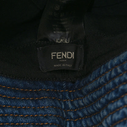 Fendi Denim Frayed Logo Embroidered Bucket Hat M Blue 7 of 7