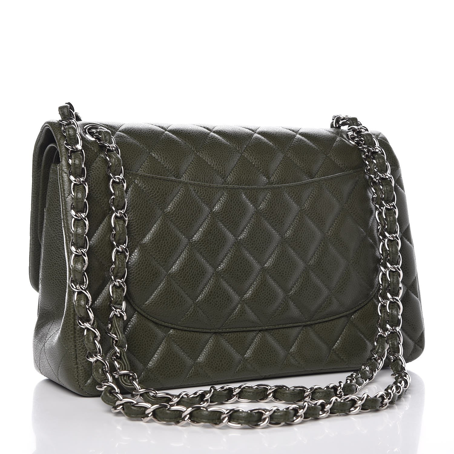 Chanel Caviar Quilted Jumbo Double Flap Dark Green 4 of 10