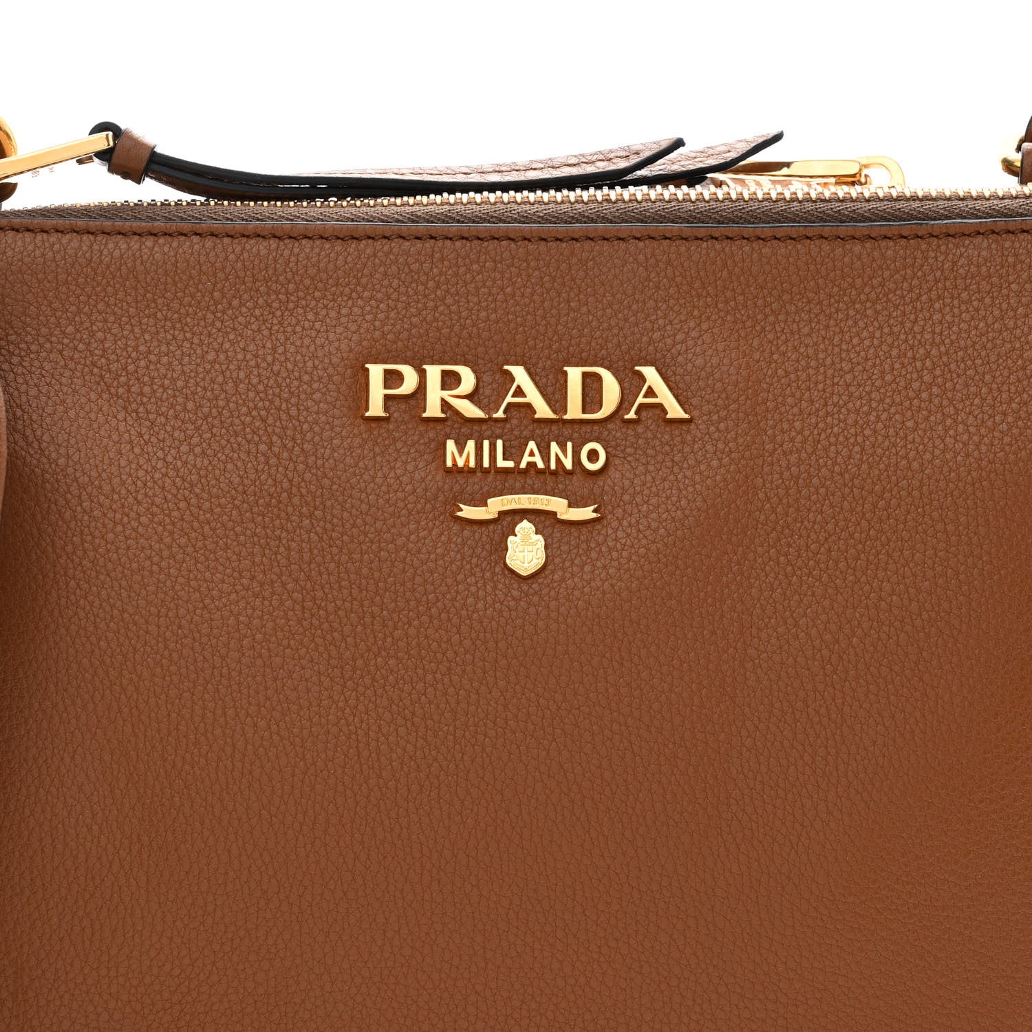 Prada Vitello Phenix Double Zip Crossbody Bag Cannella 5 of 11