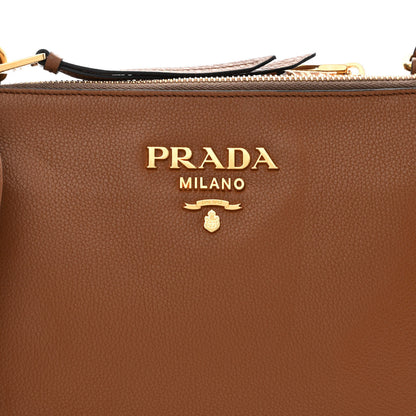 Prada Vitello Phenix Double Zip Crossbody Bag Cannella 5 of 11