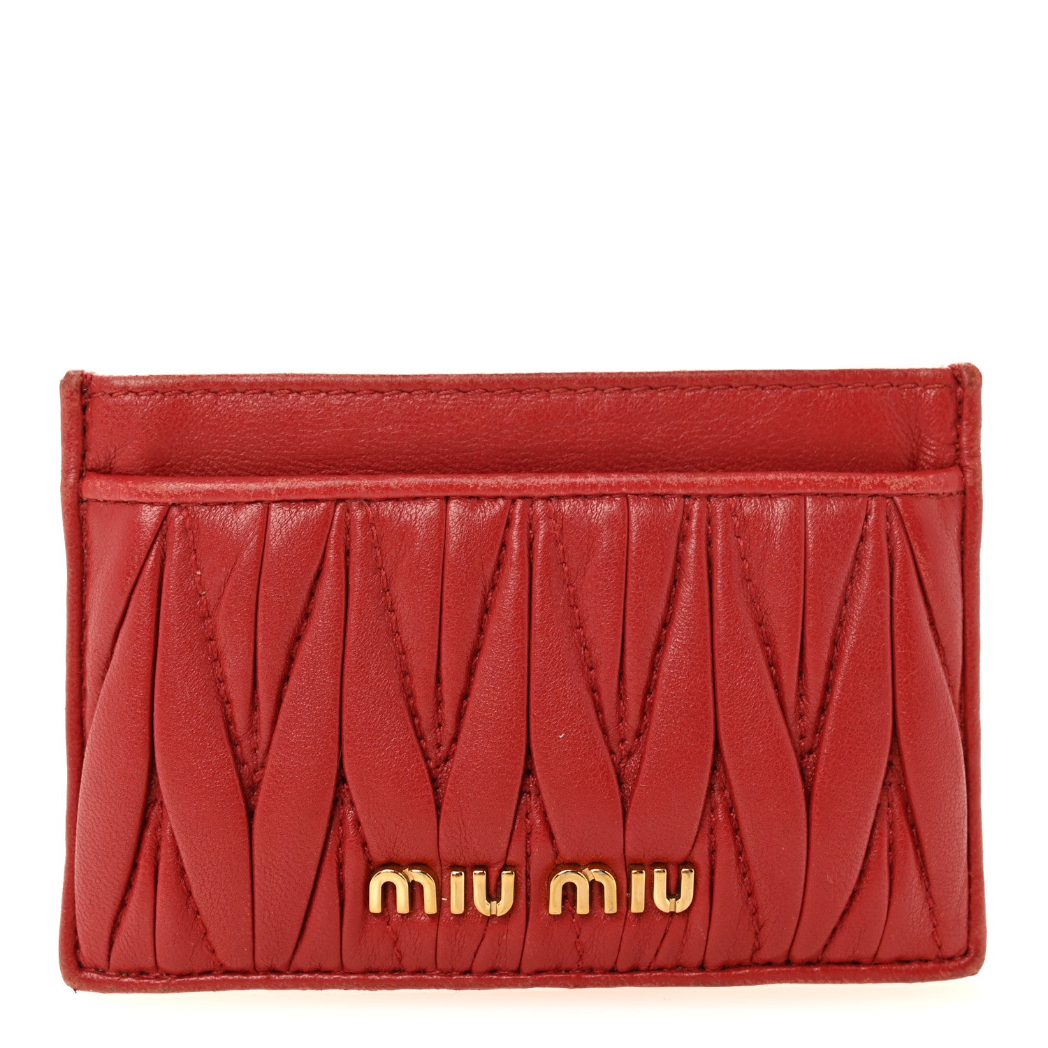 Miu Miu Nappa Matelasse Card Holder Rosso 1 of 7