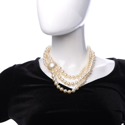 Chanel Pearl Multi Strand Short Necklace Gold 2 of 6