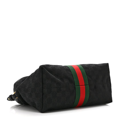 Gucci Denim GG Monogram Web Small Giglio Tote Black 5 of 11