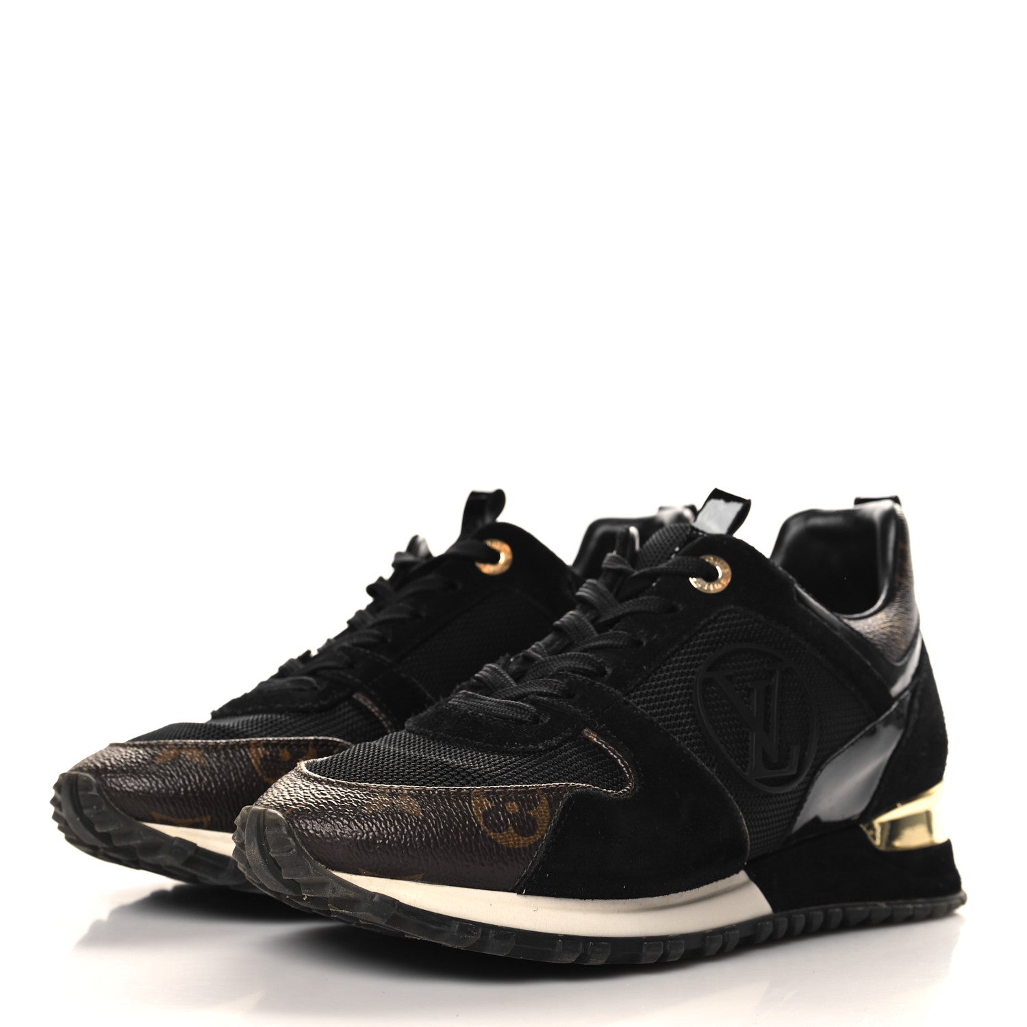 Louis Vuitton Suede Monogram Run Away Sneakers 37 Black 4 of 9
