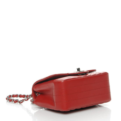 Chanel Caviar Chevron Quilted Mini Square Flap Dark Red 4 of 8
