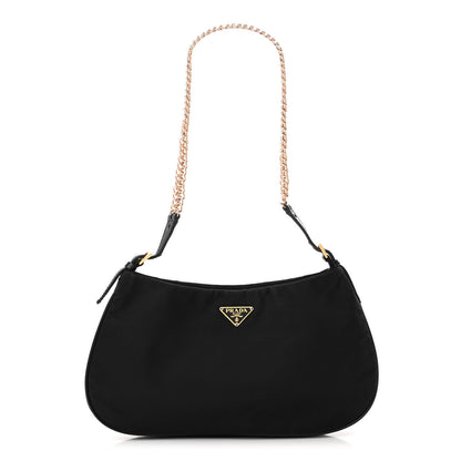Prada Tessuto Light Nylon Chain Shoulder Bag Black 1 of 12