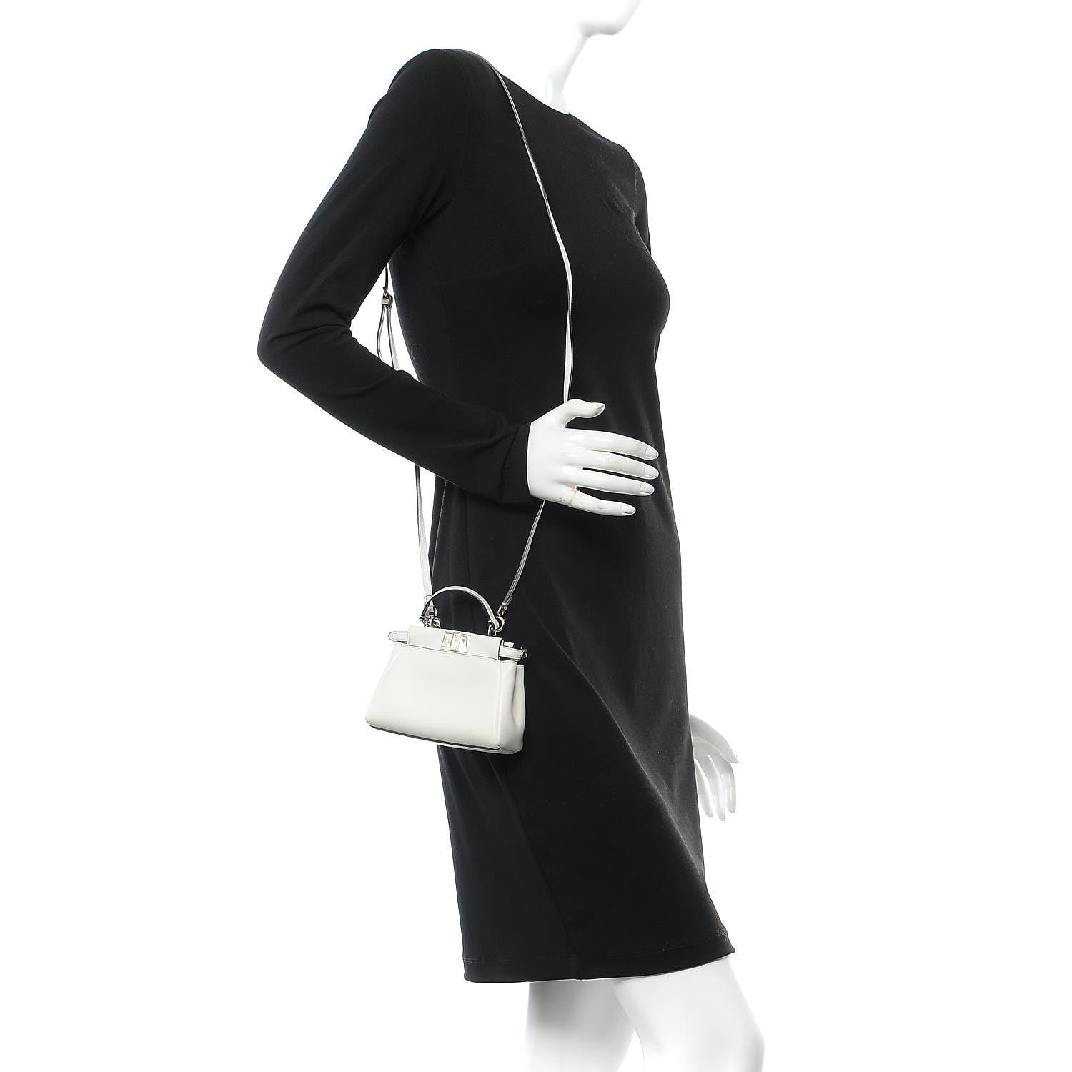 Fendi Shiny Nappa Micro Peekaboo Iconic Satchel White 2 of 9