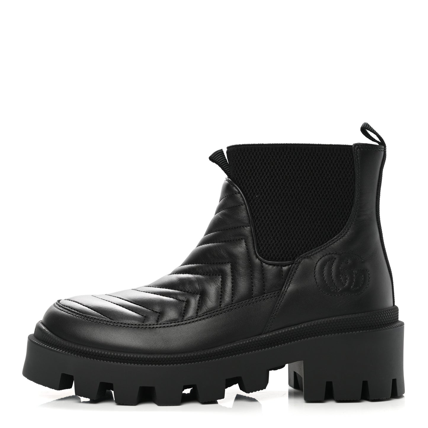 Calfskin Nappa Matelasse Frances Chelsea Boots 36.5 Black
