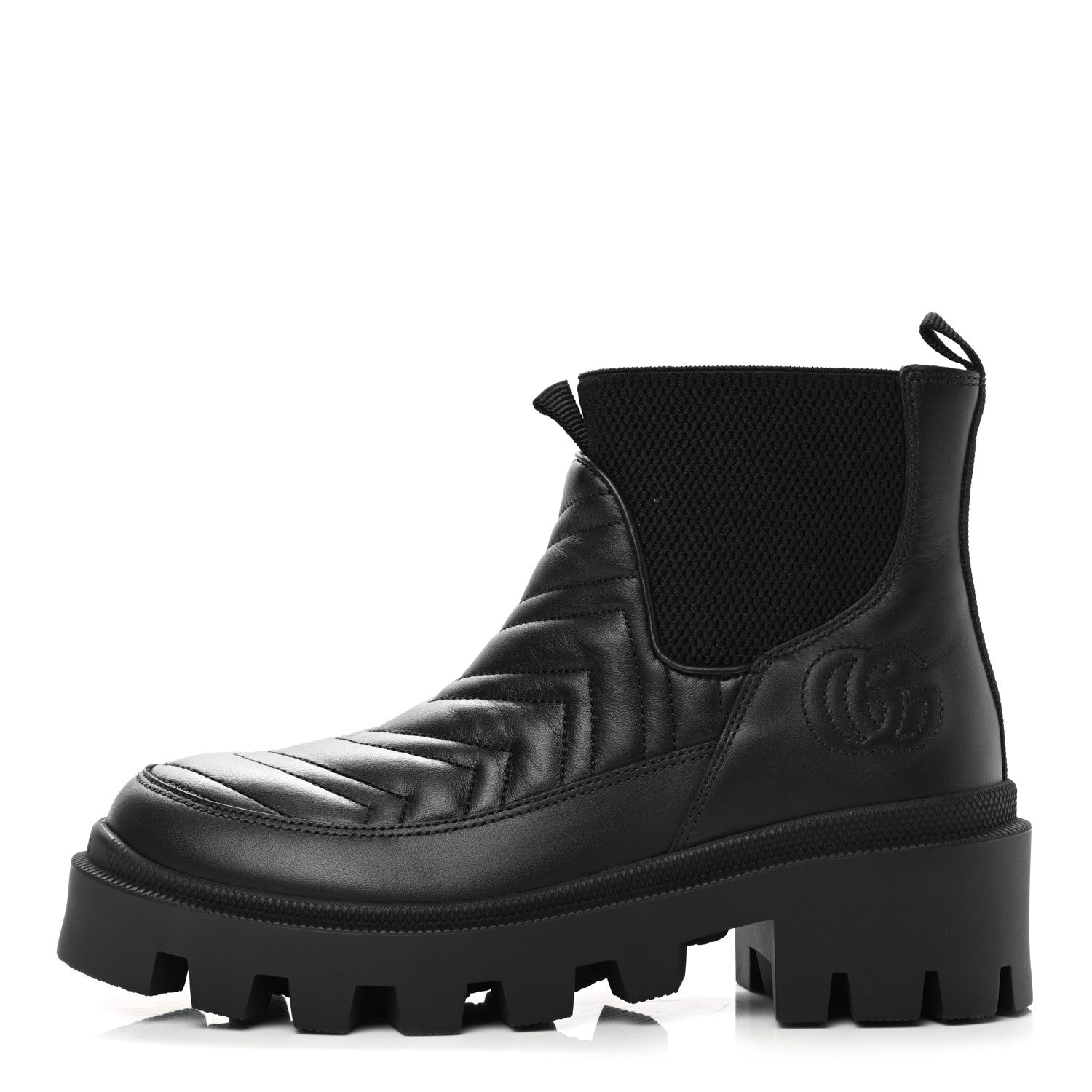Gucci Calfskin Nappa Matelasse Frances Chelsea Boots 36.5 Black 1 of 9