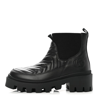 Gucci Calfskin Nappa Matelasse Frances Chelsea Boots 36.5 Black 1 of 9