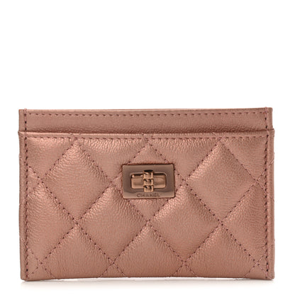 Chanel Metallic Caviar Quilted Reissue Card Holder Rose Gold 1 of 8