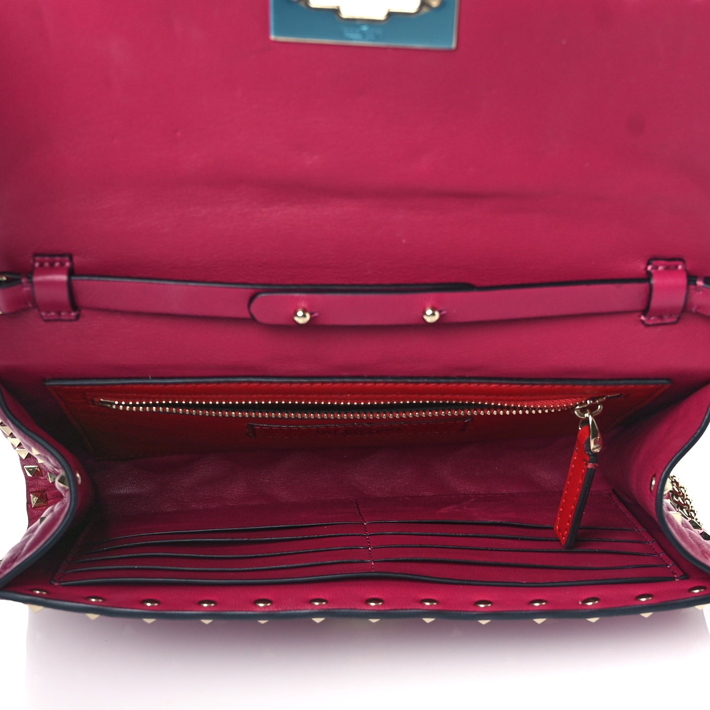 Nappa Rockstud Spike Wallet on Chain Disco Pink