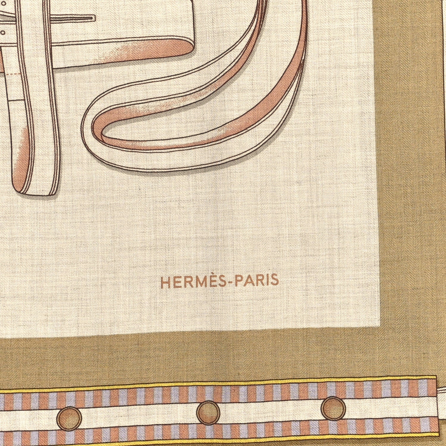 Hermes Cashmere Silk Lettres Equestre Scarf 140 Naturel Beige Rose 2 of 3