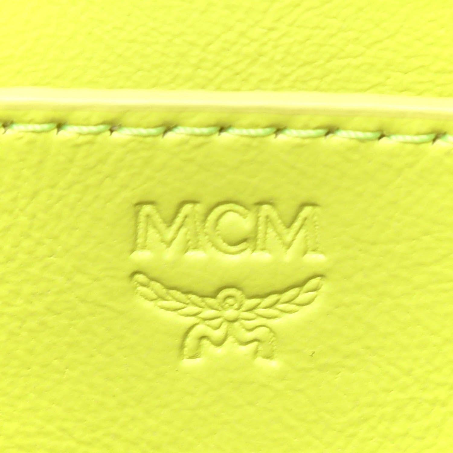 MCM Visetos Side Stud X-Mini Stark Bebe Boo Backpack Neon Yellow 5 of 11