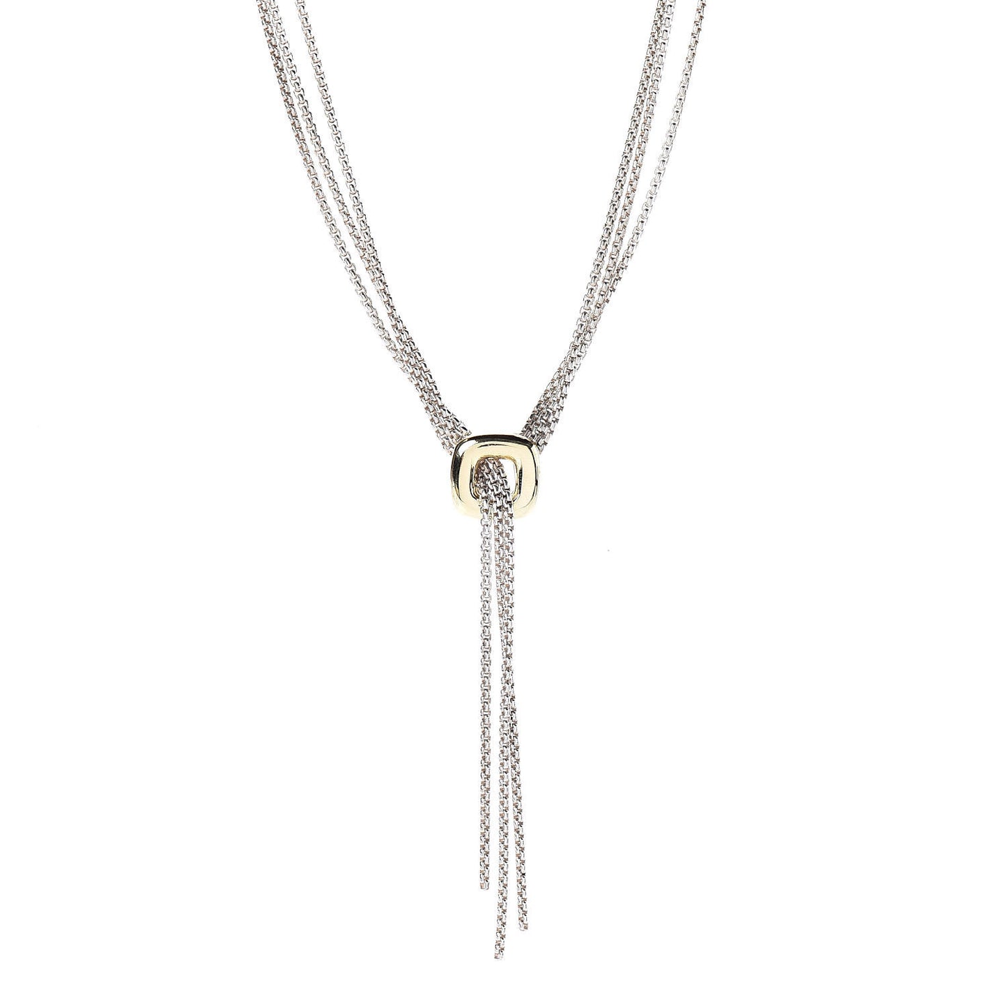 Sterling Silver 18K Yellow Gold Lariat Waterfall Necklace