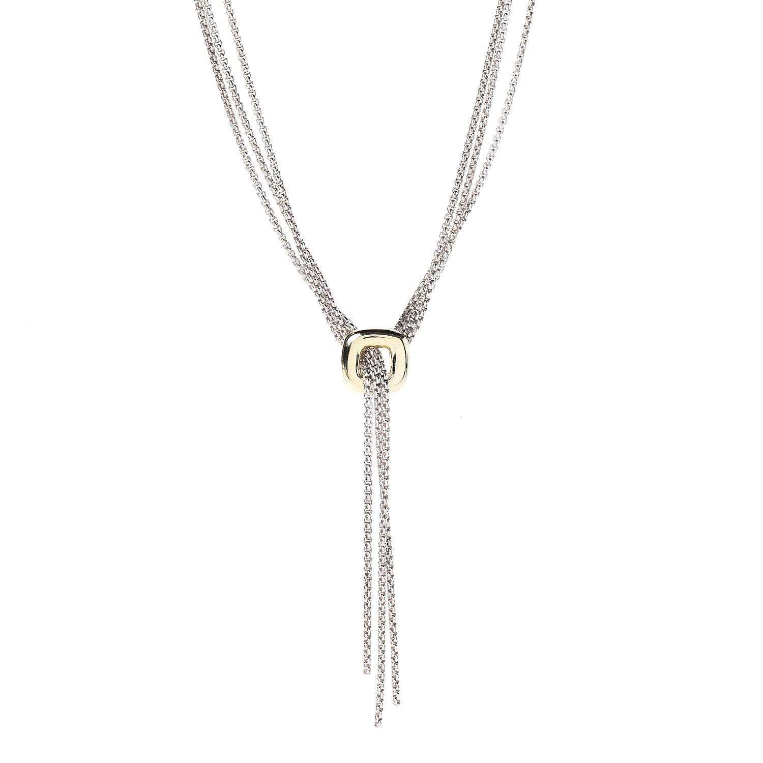 David Yurman Sterling Silver 18K Yellow Gold Lariat Waterfall Necklace 1 of 4