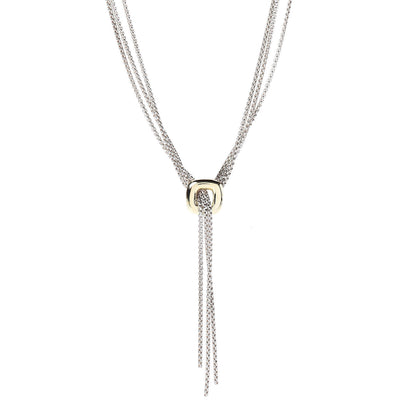 David Yurman Sterling Silver 18K Yellow Gold Lariat Waterfall Necklace 1 of 4