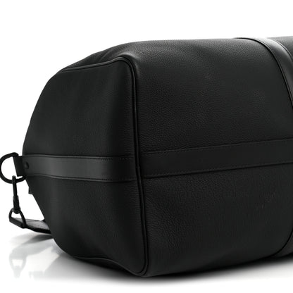 Louis Vuitton Grained Calfskin Aerogram Keepall Bandouliere 50 Black 7 of 9