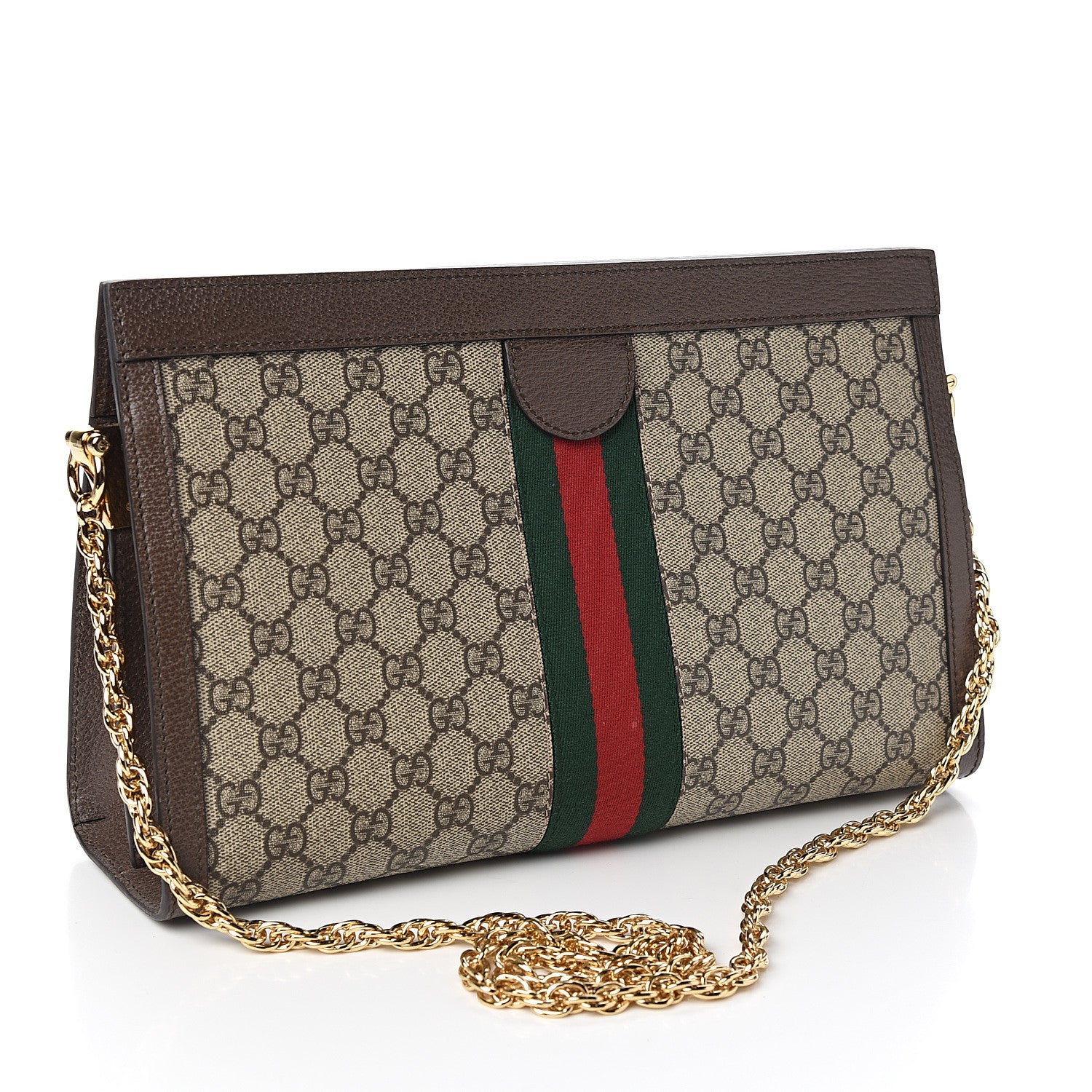 Gucci GG Supreme Monogram Web Medium Ophidia Chain Shoulder Bag Brown 2 of 9