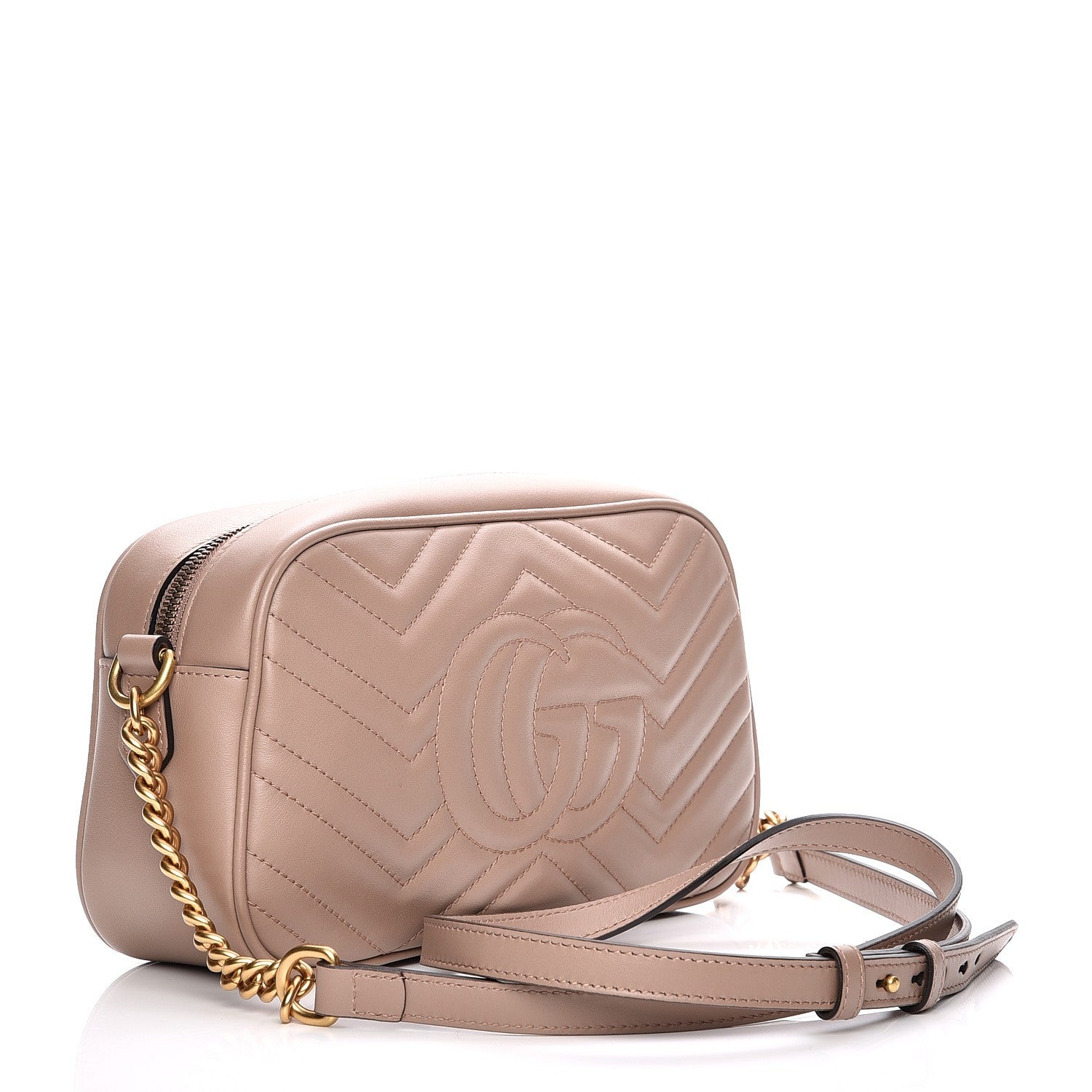 Gucci Calfskin Matelasse Small GG Marmont Chain Shoulder Bag Taupe 3 of 7