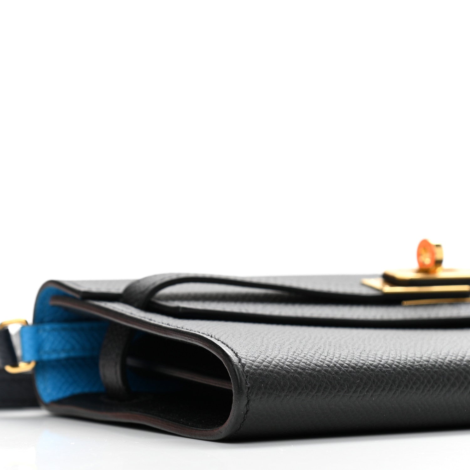 Hermes Epsom Casaque Kelly Wallet To Go Black Bleu Indigo Bleu Frida 9 of 11