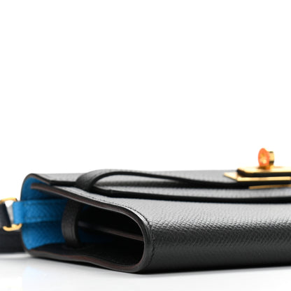 Hermes Epsom Casaque Kelly Wallet To Go Black Bleu Indigo Bleu Frida 9 of 11