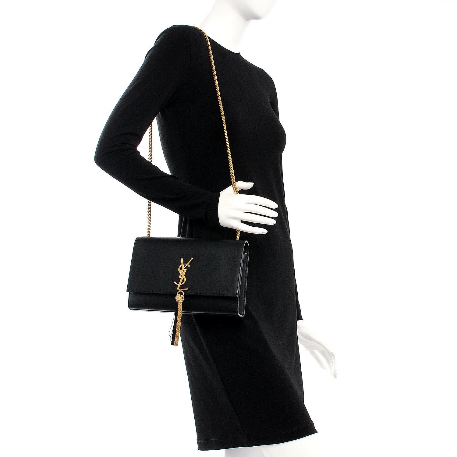 Saint Laurent Smooth Calfskin Medium Classic Monogram Kate Tassel Satchel Black 2 of 6