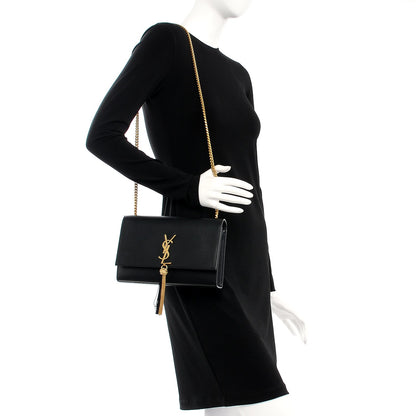 Saint Laurent Smooth Calfskin Medium Classic Monogram Kate Tassel Satchel Black 2 of 6