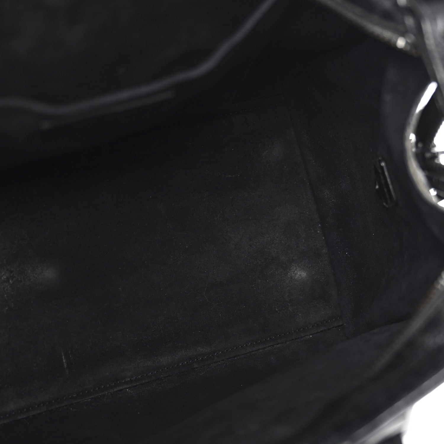 Saint Laurent Calfskin Crocodile Embossed Small Monogram Cabas Black 12 of 21