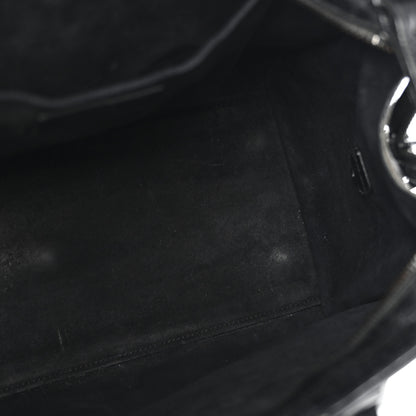 Saint Laurent Calfskin Crocodile Embossed Small Monogram Cabas Black 12 of 21