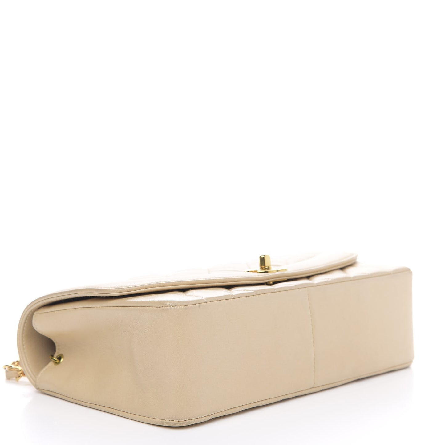 Lambskin Quilted Medium Single Flap Beige