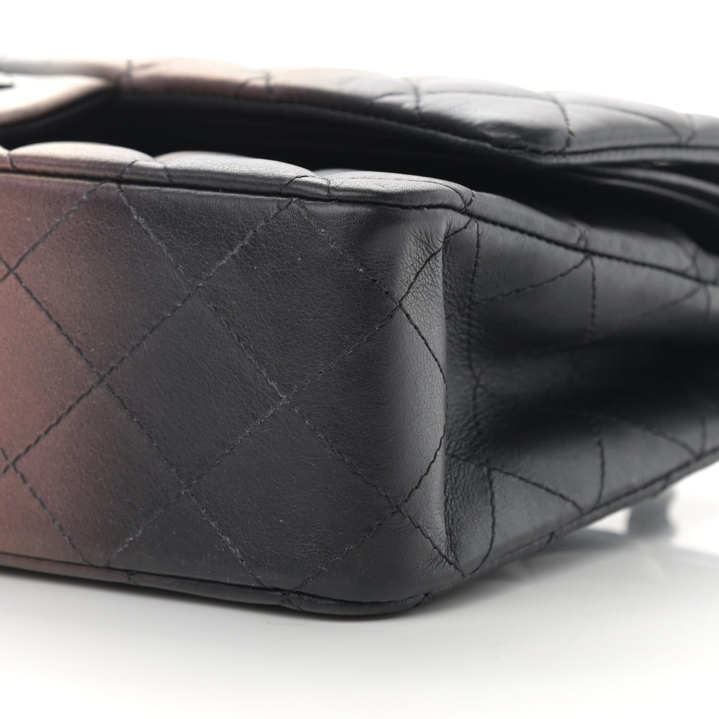 Calfskin Quilted Ombre Medium Double Flap Black