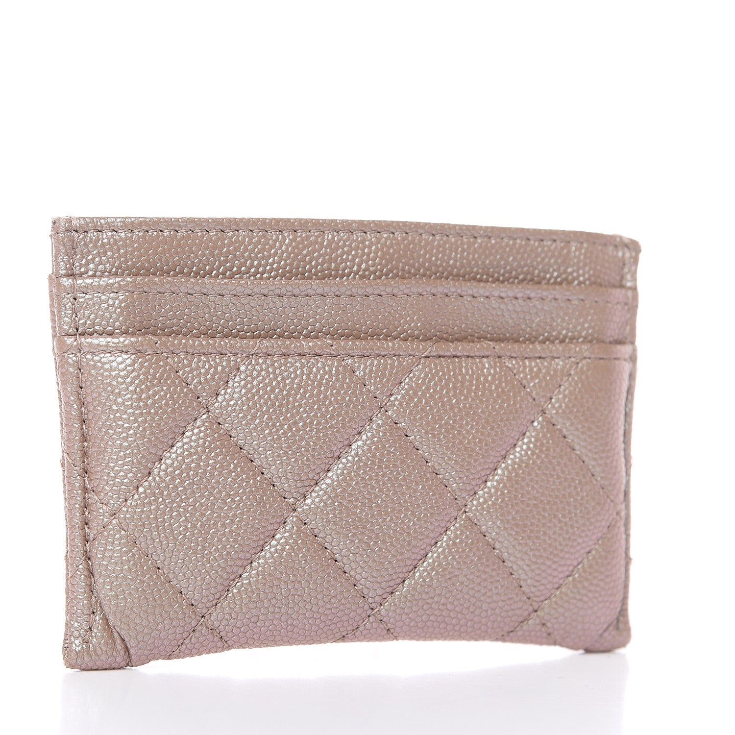 Chanel Iridescent Caviar Quilted Card Holder Beige 3 of 13