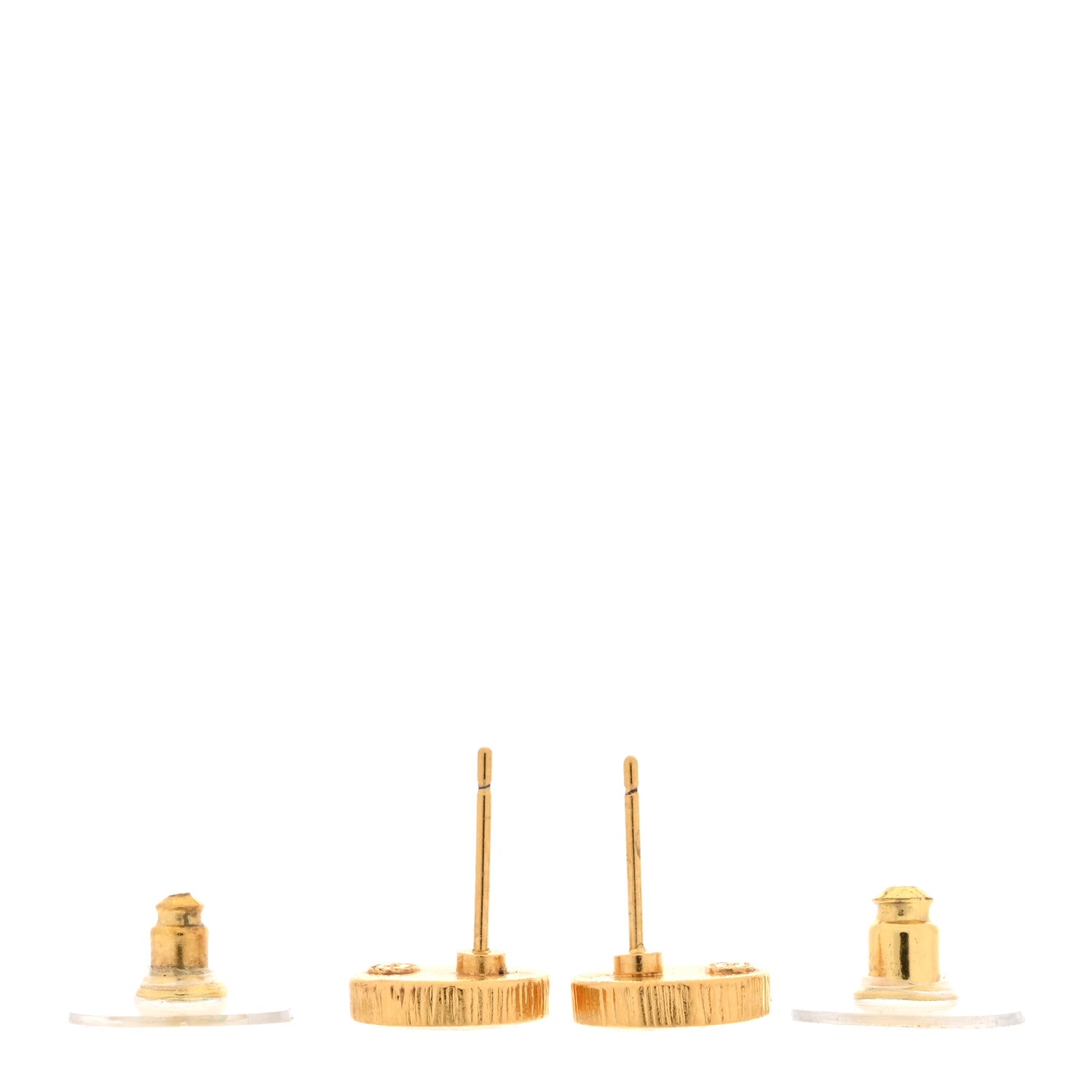 Chanel Resin CC Round Earrings Gold Black 3 of 5