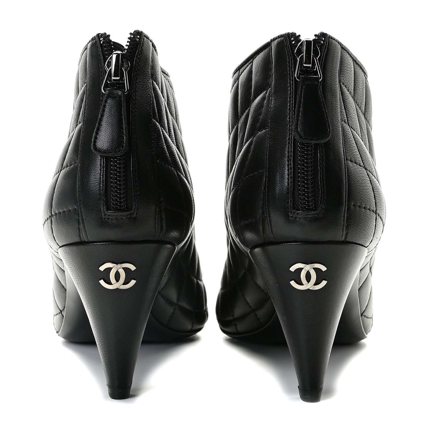 Calfskin Quilted Cap Toe Short Boots 40.5 Black