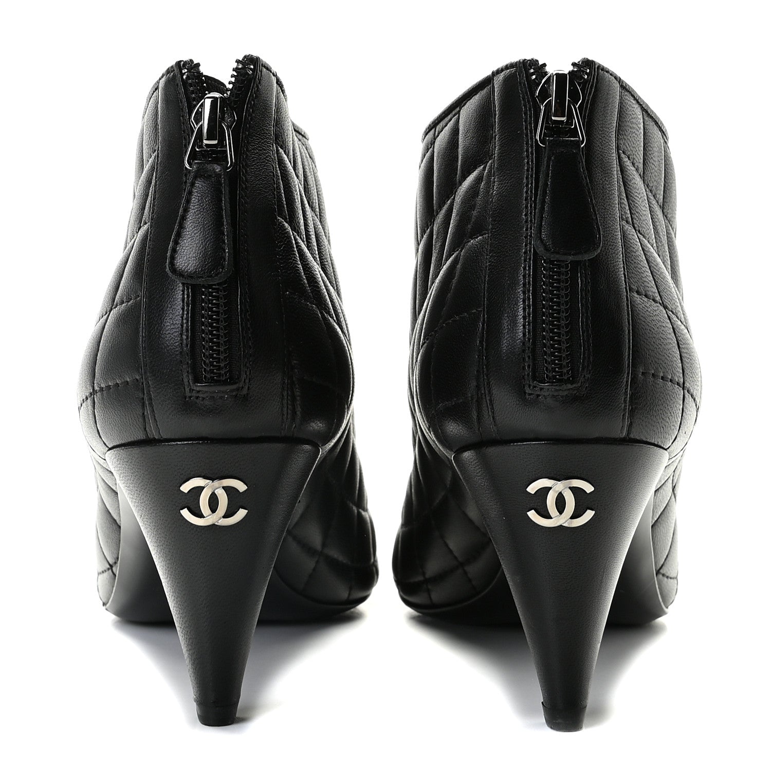 Chanel Calfskin Quilted Cap Toe Short Boots 40.5 Black 4 of 10